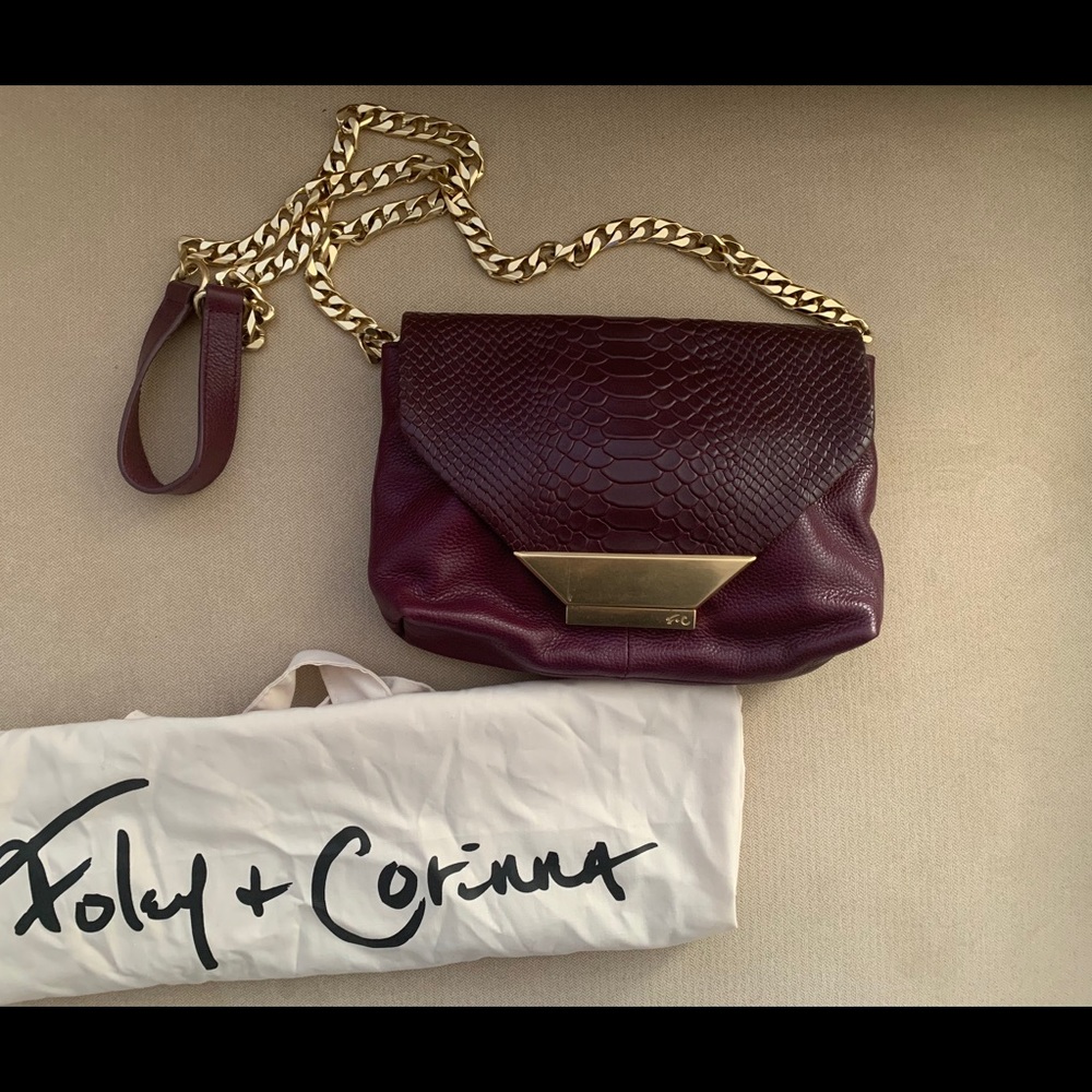 Foley + Corinna Leather Snake print Crossbody Bag